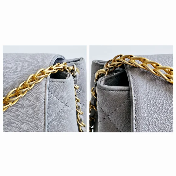 Chanel Gray Caviar Leather Top Handle Two-way Flap Bag - Picture 14 of 16